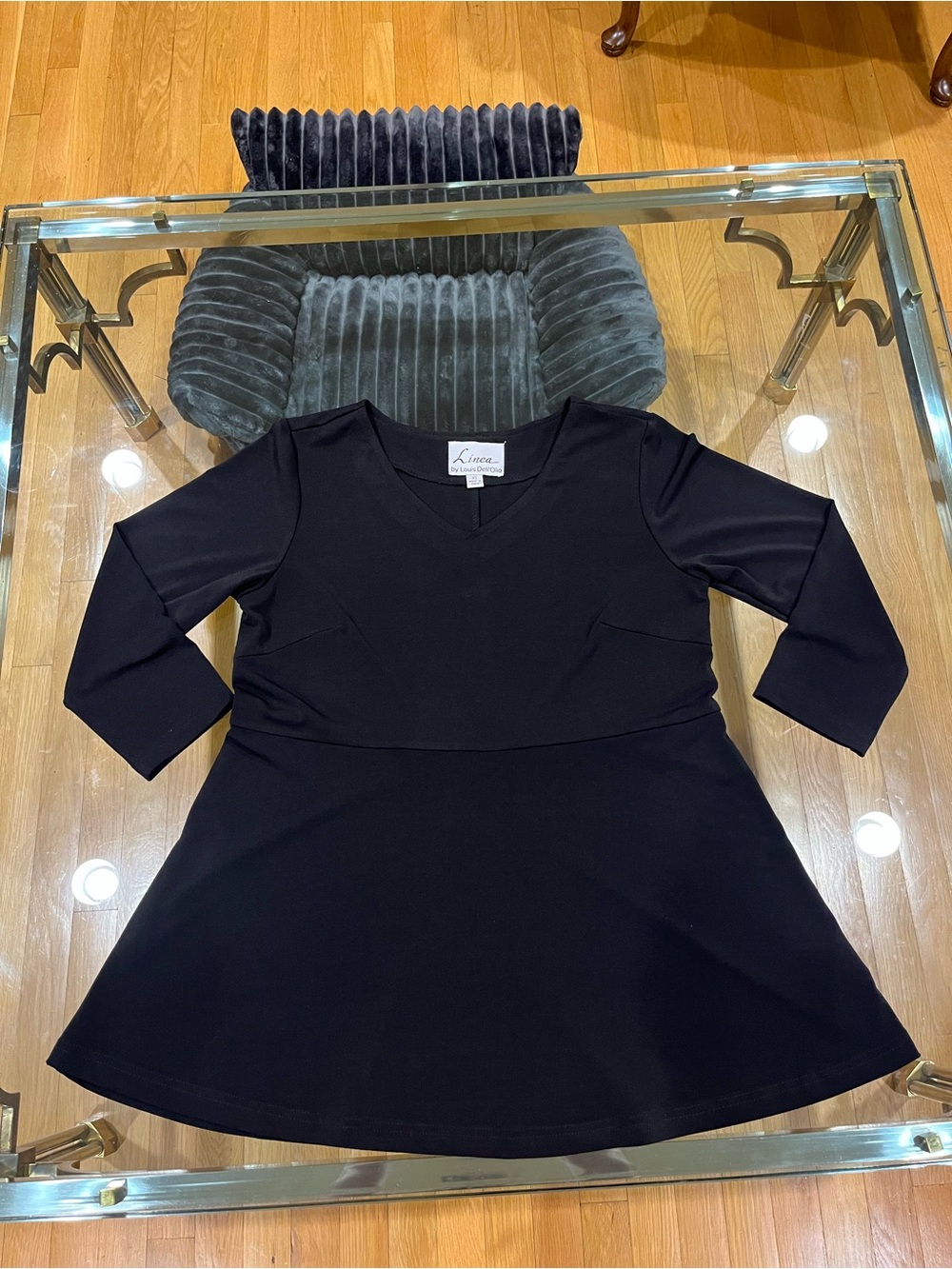 Linea by Louis Dell'Ollio Black V-Neck Fit & Flare Top